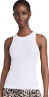 Ganni Soft Cotton Rib Tank Top Bright White In Bright White