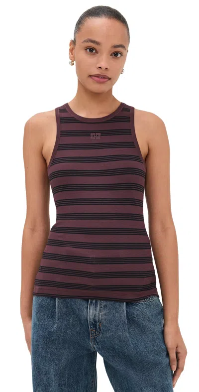 Ganni Soft Cotton Rib Tank Top Chocolate Plum In Purple