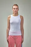 Ganni Soft Cotton Rib Tank Top In White