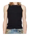 Ganni Soft Cotton Rib Vest In Black