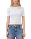 Ganni Soft Ribbed Short Sleeve Tee In Bright White