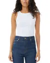 Ganni Soft Cotton Rib Tank Top Bright White In Bright White