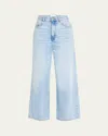Ganni Womens Light Blue Stone High-rise Wide-leg Denim-blend Jeans