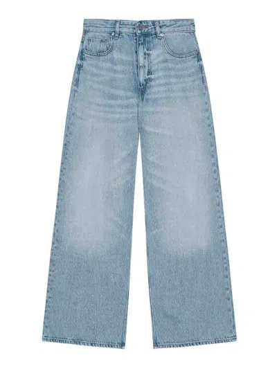 Ganni Soft Rigid Denim Baggy Jeans In Blue
