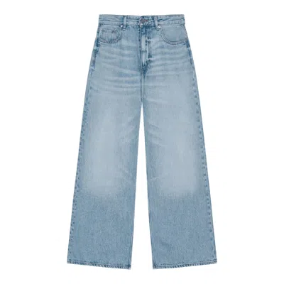 Ganni Soft Rigid Denim Baggy Jeans In Neutral