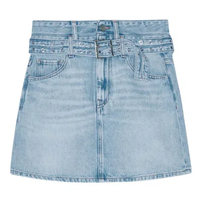 Ganni Soft Rigid Denim Mini Skirt In Gray