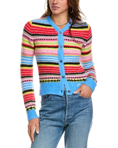Ganni + Net Sustain Striped Alpaca And Wool-blend Cardigan In Multi