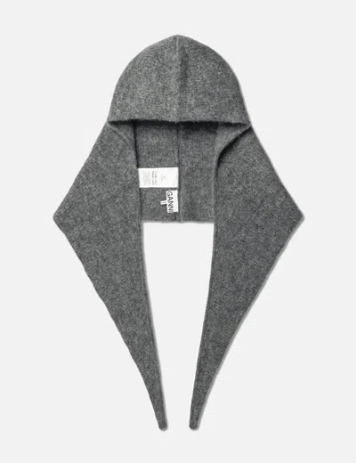 Ganni Soft Wool Balaclava In Gray