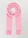 Ganni Soft Wool Scarf Fringed Edges In Pink