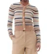 Ganni Soft Wool Stripe Cardigan In Tiger's Eye In Multi