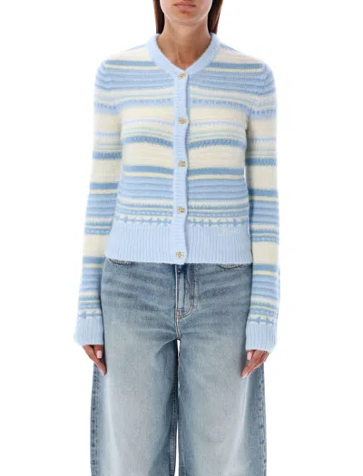 GANNI SOFT WOOL STRIPE CARDIGAN