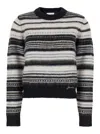 Ganni Patterned Intarsia-knit Jumper In Black