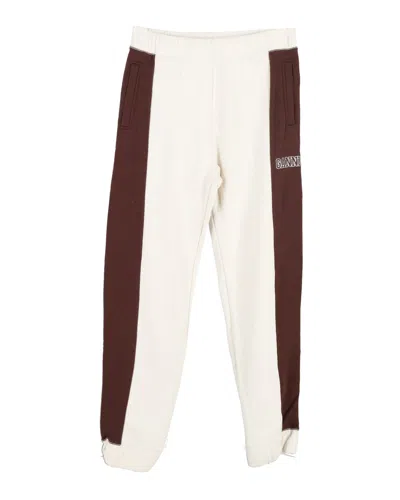 Ganni Software Block Isoli Striped Track Pants In Cream Organic Cotton Blend In White