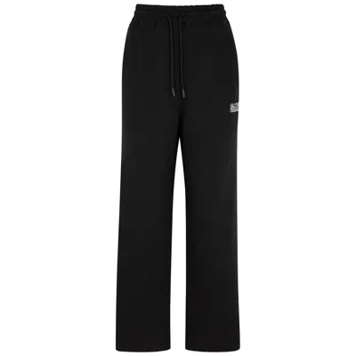 Ganni Software Logo Cotton-blend Sweatpants In Black