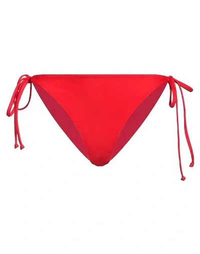 Ganni Solid Color Bikini Bottoms In Red