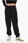 Ganni Solid Color Cotton Joggers In Black