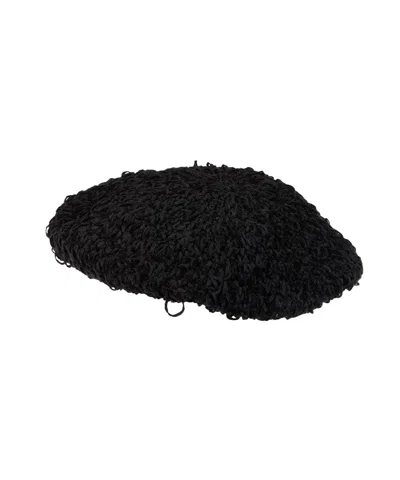 Ganni Solid Color Knit Beret In Black