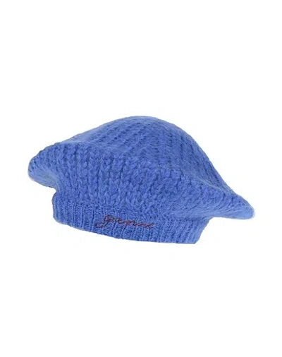 Ganni Solid Color Knitted Beret In Blue