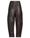 Ganni Solid Color Leather Pants In Black