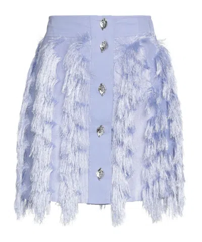 Ganni Solid Color Tassel Straight Midi Skirt In Blue