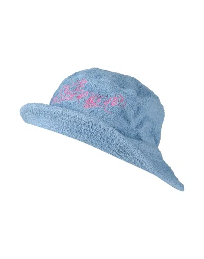Ganni Solid Color Terry Cloth Hat In Blue