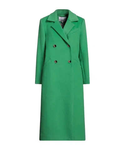 Ganni Solid Color Woolen Coat In Multi