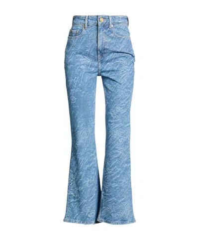 Ganni Solid Colour Bootcut Jeans In Blue