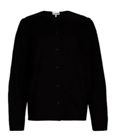 Ganni Solid Colour Shirts In Black