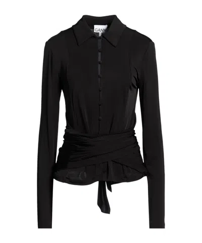 Ganni Solid Colour Shirts  Blouses In Black