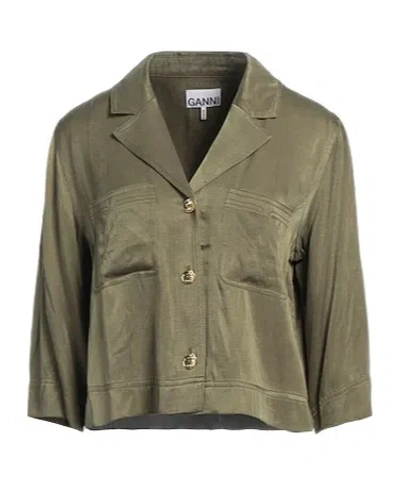 Ganni Solid Colour Shirts  Blouses In Green