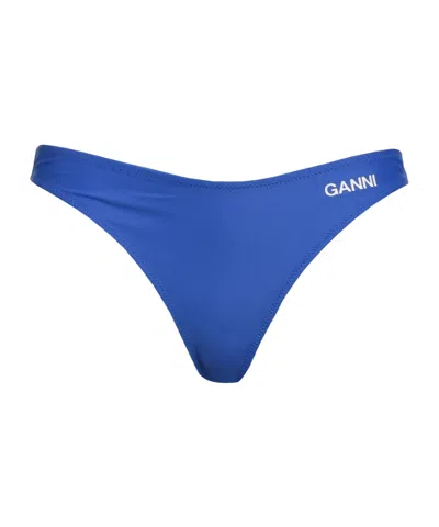 Ganni Solidcolor Bikini Bottoms In Blue