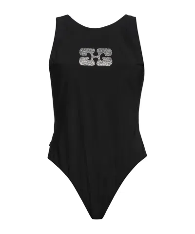 Ganni Solid-color Stretch Bikini In Black