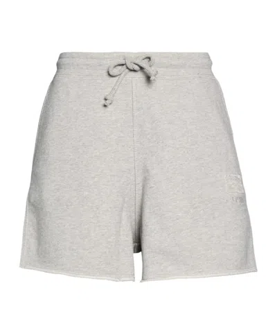 Ganni Solid-color Suede Sports Shorts In Gray