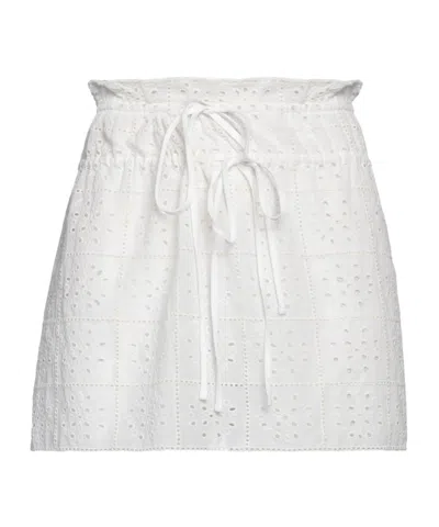 Ganni Broderie Anglaise Organic Cotton Miniskirt In White