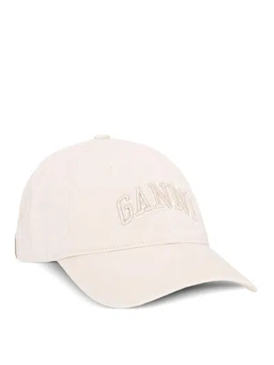 Ganni Organic Cotton Baseball Cap In Neutral