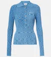 Ganni Spacedyed Logo-button Polo Top In Blue