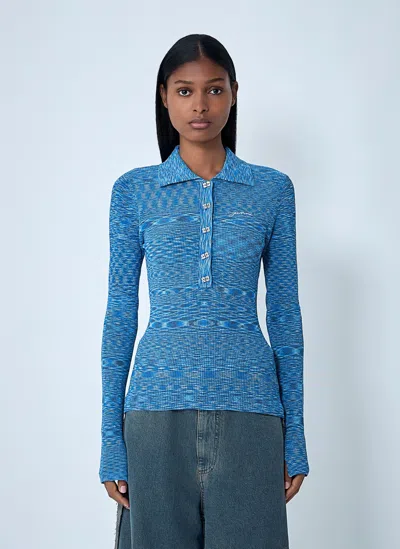 GANNI SPACE-DYED POLO SWEATER