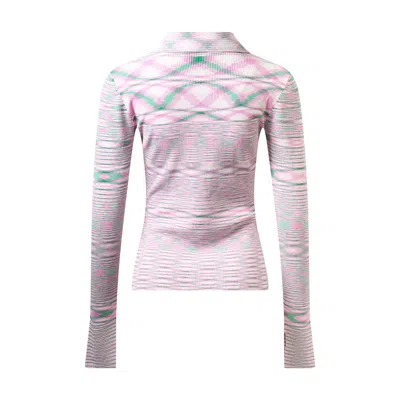 Ganni Spacedyed Knit Polo In Pink