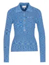 Ganni Spacedyed Logo-button Polo Top In Blue