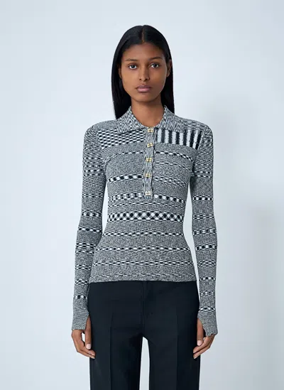 Ganni Spacedyed Polo Sweater In Multi