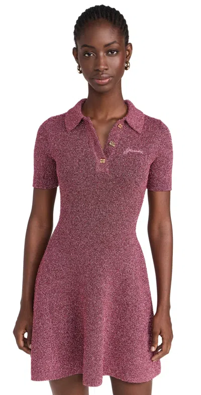 Ganni Sparkle Doubleface Mini Dress Corsage In Pink