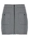 Ganni Sparkle Wool Mini Skirt With Elastic Waistband In Silver