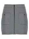 Ganni Sparkle Wool Mini Skirt With Elastic Waistband In Silver
