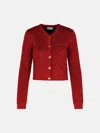 Ganni 'sparkle' Red Wool Blend Cardigan In Red