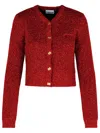 Ganni Red Sparkle Short Cardigan In Red