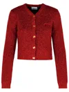 Ganni Red Sparkle Short Cardigan In Red