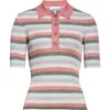 Ganni Womens Multicolour Sparkle-rib Short-sleeve Knitted Polo Shirt In Multicolor