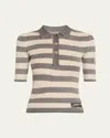 Ganni Light Sparkle Rib Polo In Egret