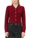 Ganni Red Sparkle Short Cardigan In Racing Red