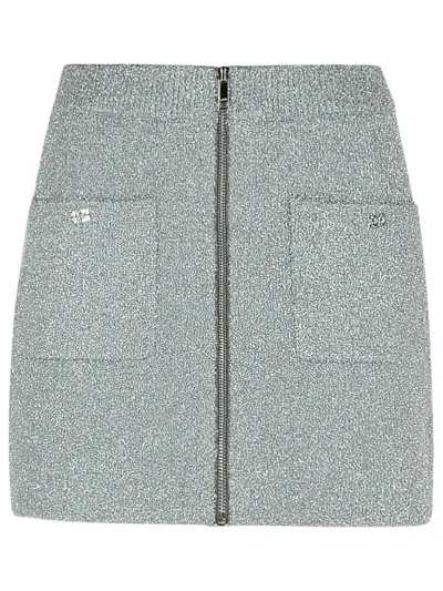 GANNI GANNI 'SPARKLE' SILVER WOOL BLEND MINISKIRT WOMEN